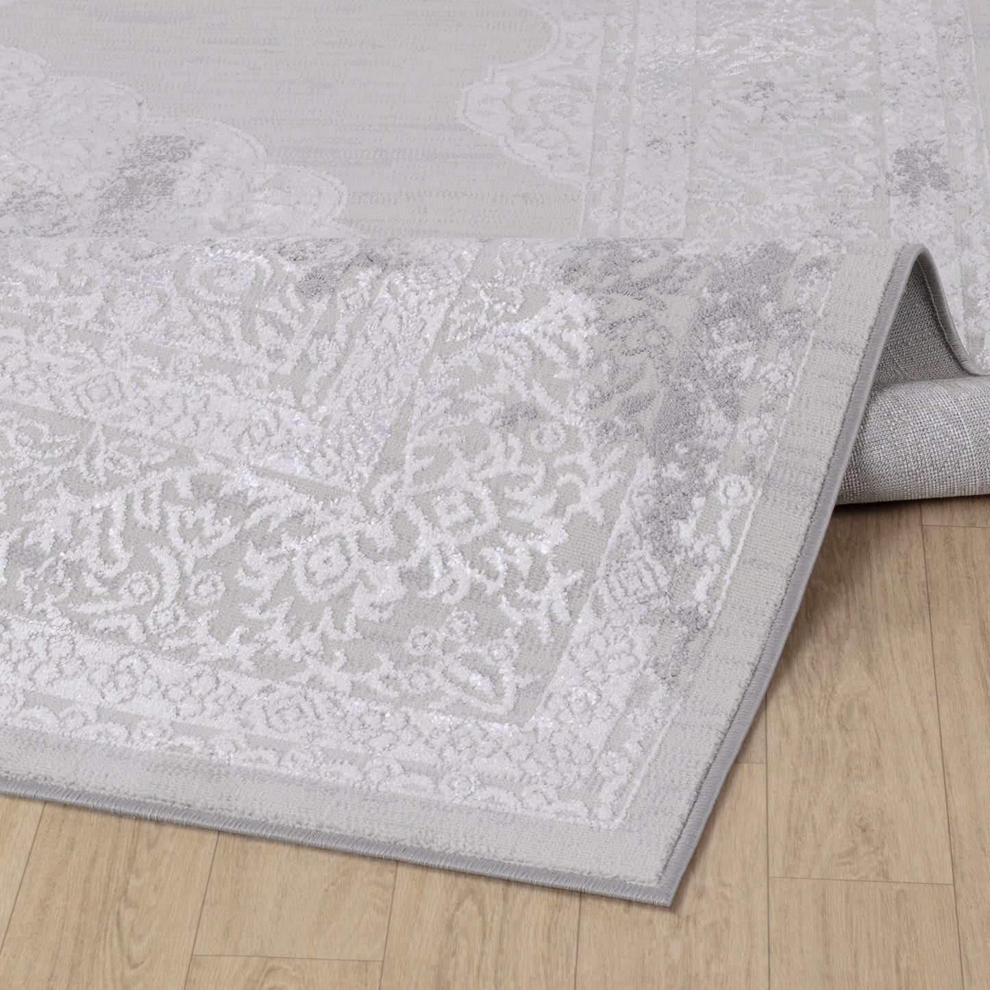 TENNA Vintage Rug I Living Room, Bedroom, Dining I Traditional Oriental Boho Rug, Soft Area Rug, Short Pile, Easy Care I White, Grey