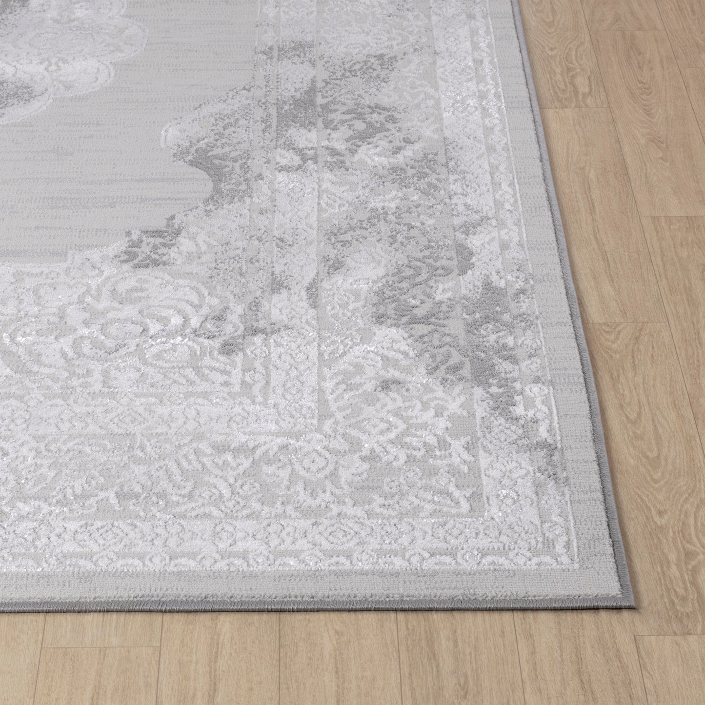 TENNA Vintage Rug I Living Room, Bedroom, Dining I Traditional Oriental Boho Rug, Soft Area Rug, Short Pile, Easy Care I White, Grey