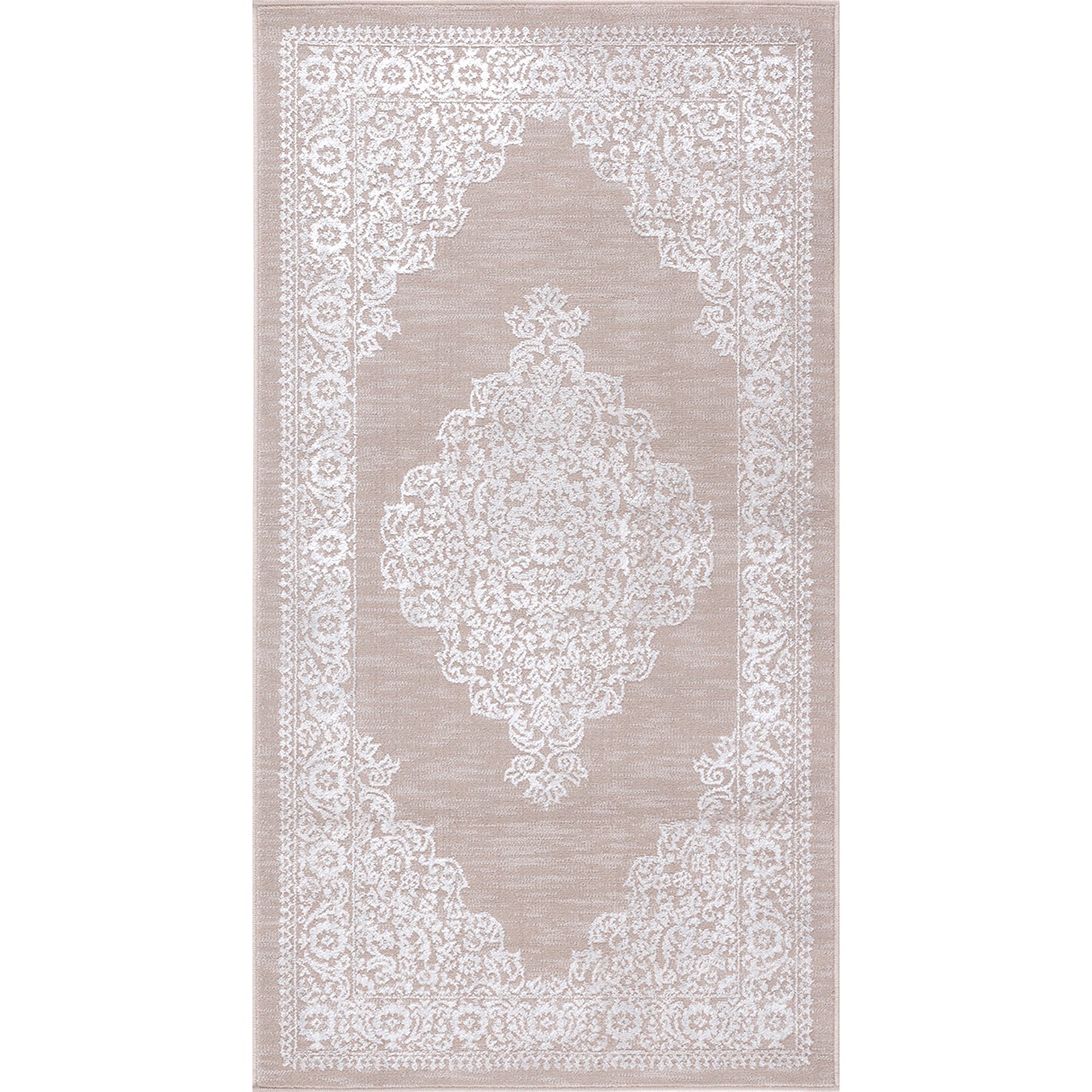 CHARMANE Vintage Rug I Living Room, Bedroom, Dining I Traditional Oriental Boho Rug, Soft Area Rug, Short Pile, Easy Care I Beige, White