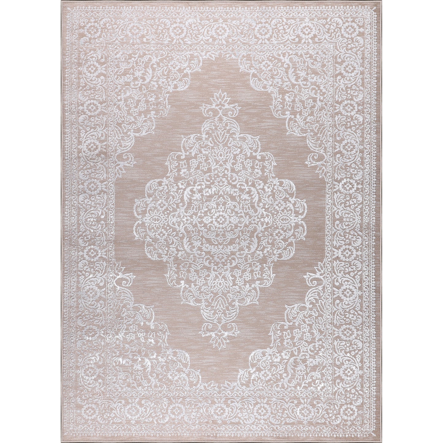 CHARMANE Vintage Rug I Living Room, Bedroom, Dining I Traditional Oriental Boho Rug, Soft Area Rug, Short Pile, Easy Care I Beige, White