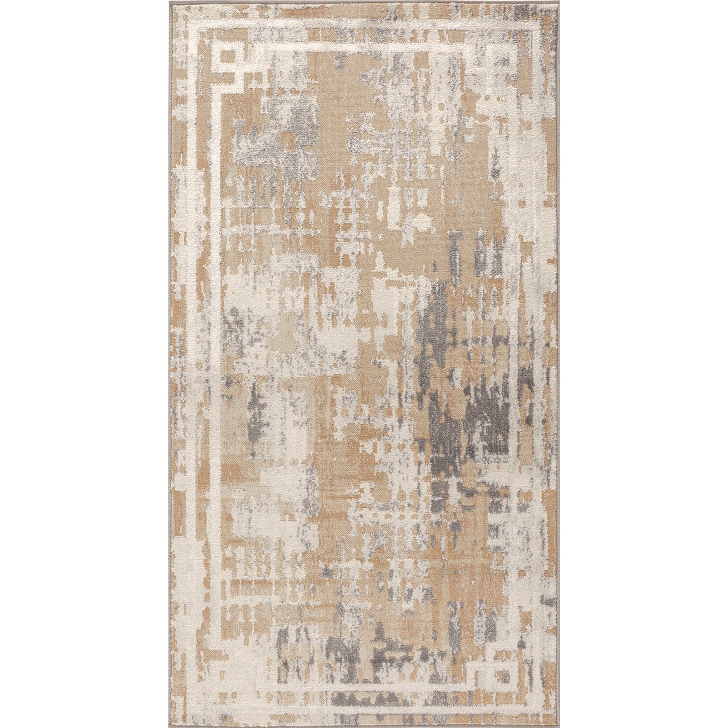 DEMETRIC Abstract Modern Marble Beige White Area Rug