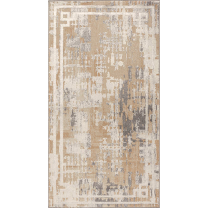 DEMETRIC Abstract Modern Marble Beige White Area Rug