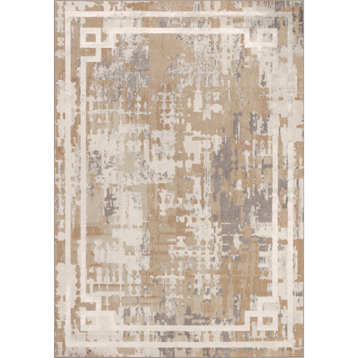 DEMETRIC Abstract Modern Marble Beige White Area Rug