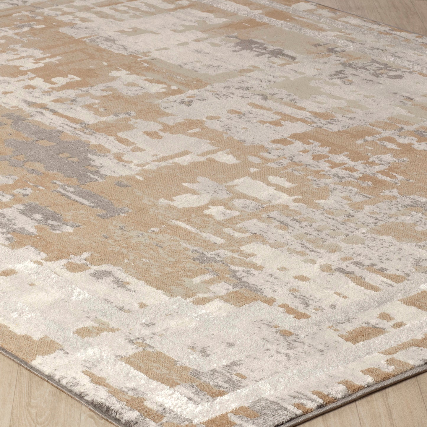 DEMETRIC Abstract Modern Marble Beige White Area Rug