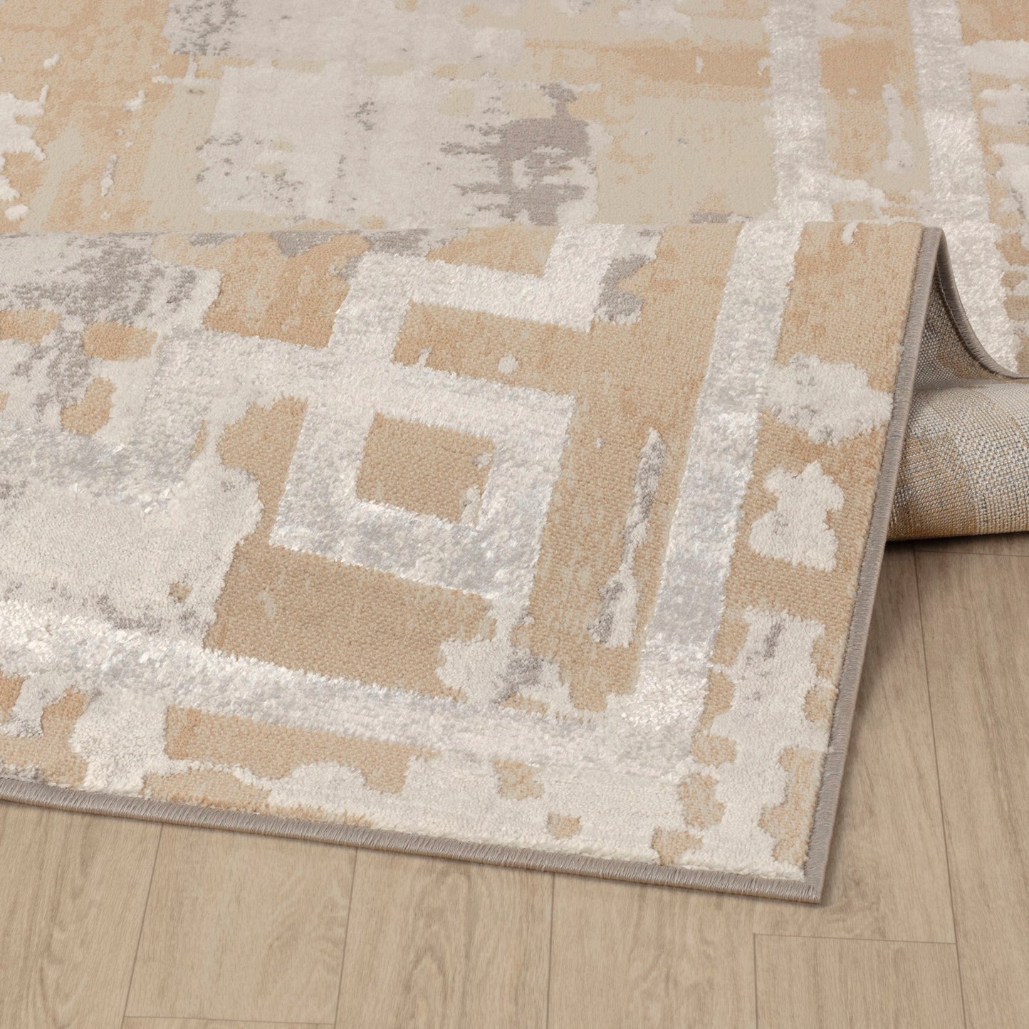 DEMETRIC Abstract Modern Marble Beige White Area Rug