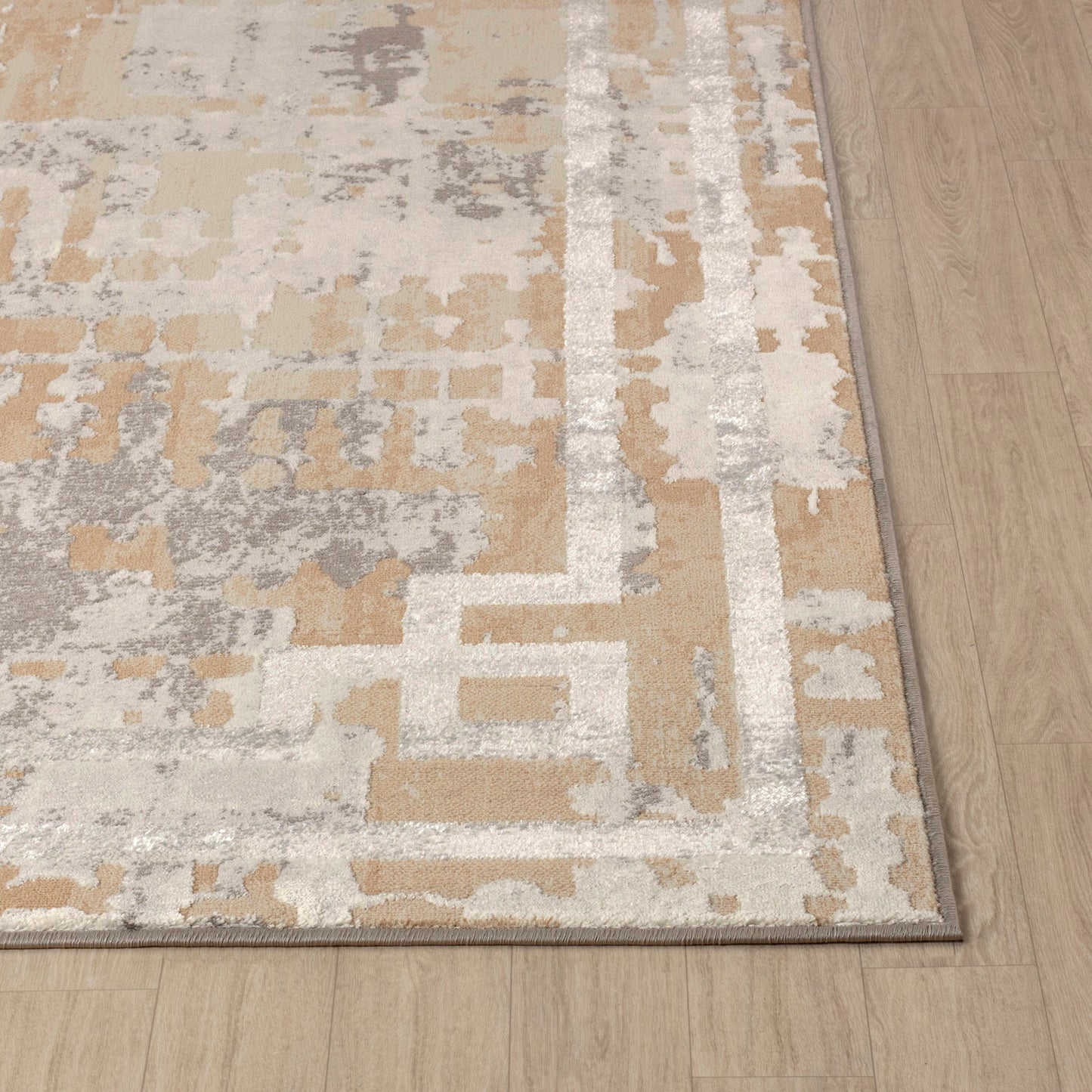 DEMETRIC Abstract Modern Marble Beige White Area Rug