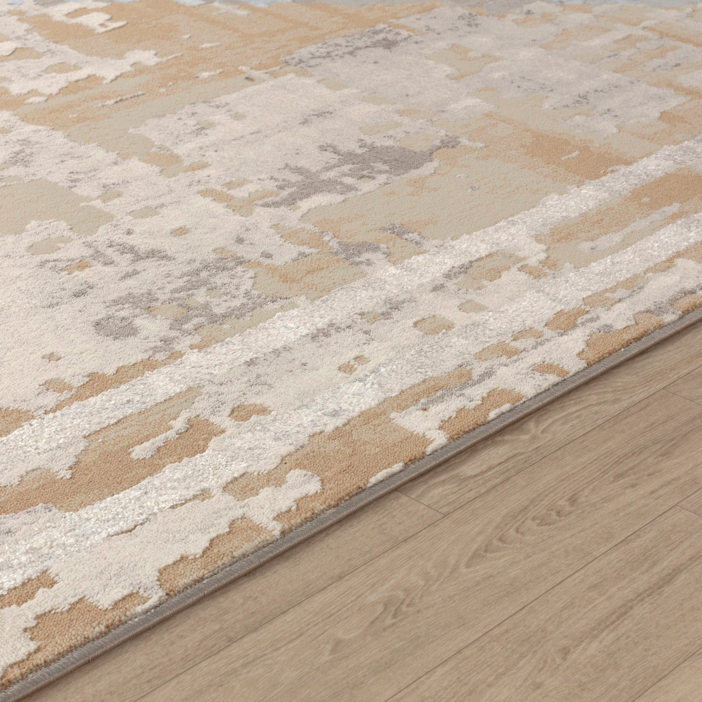 DEMETRIC Abstract Modern Marble Beige White Area Rug