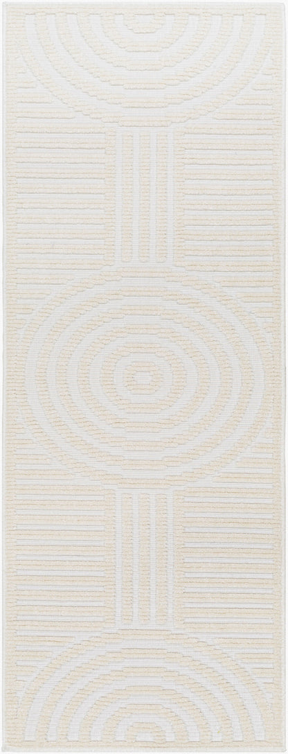 CARTER LAKE Machine Washable Modern Boho Cream Runner Rug