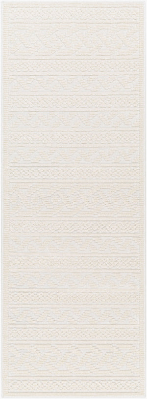 CEDAR FALLS Machine Washable Modern Boho Cream Runner Rug