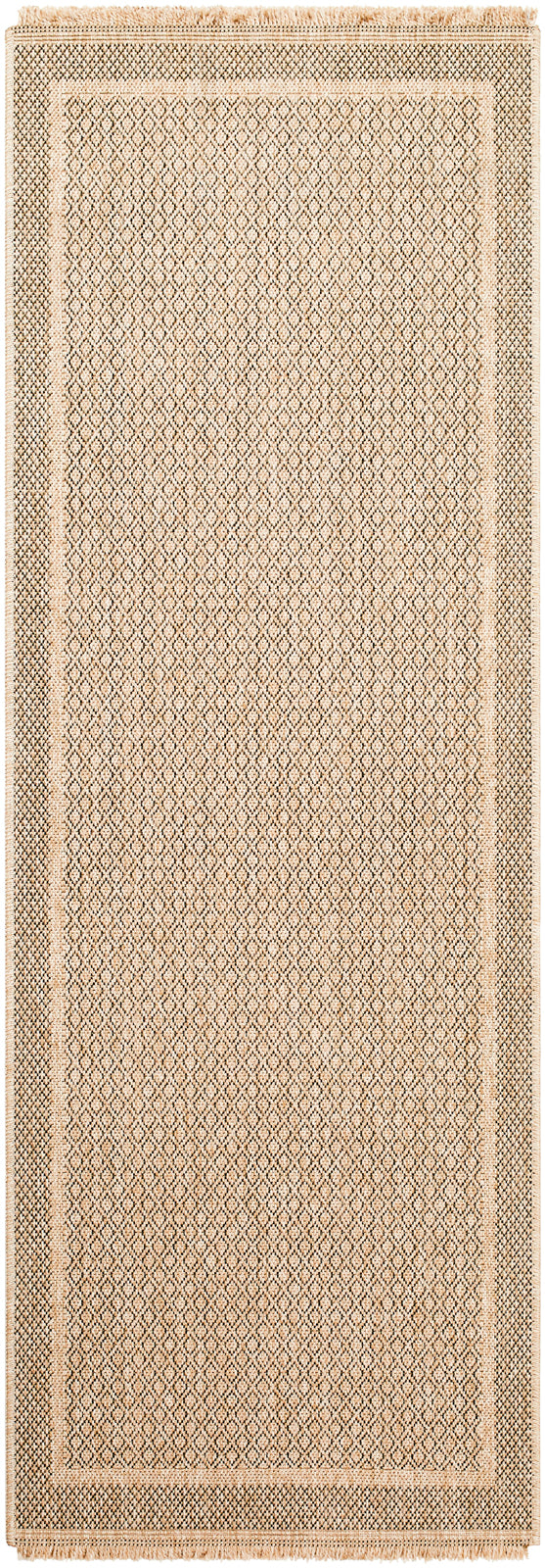 SABRENA In- & Outdoor Jute-Look Rug I Balcony, Terrace, Kitchen, Garden I Modern Boho Rug, UV Weather Stain Resistant I Tan, Black