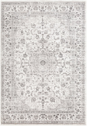 TERBAND Vintage Rug I Living Room, Bedroom, Dining I Traditional Oriental Boho Rug, Soft Area Rug, Short Pile, Easy Care I Grey, White