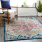 GIMEL Vintage Rug I Living Room, Bedroom, Dining I Traditional Oriental Boho Rug, Soft Luxurious Rug, Short Pile, Easy Care I Blue, Red