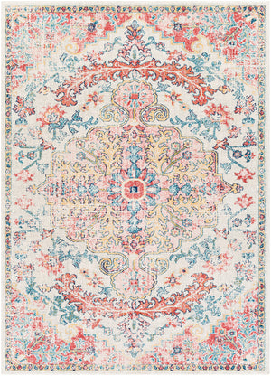 GIMEL Vintage Rug I Living Room, Bedroom, Dining I Traditional Oriental Boho Rug, Soft Luxurious Rug, Short Pile, Easy Care I Red, Blue