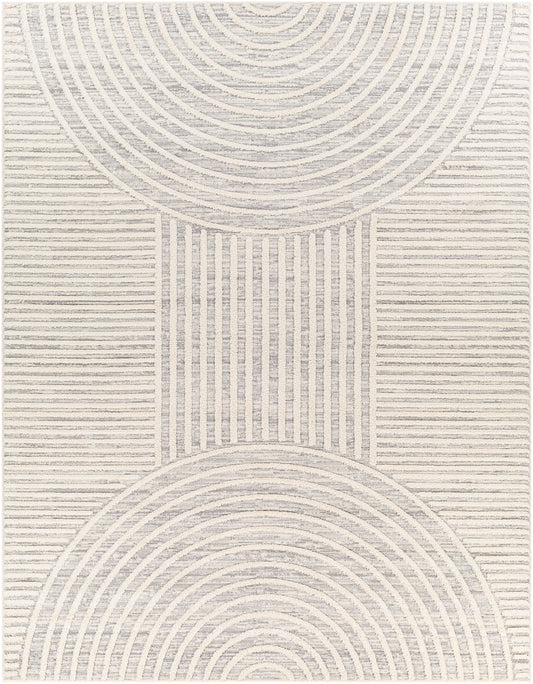 KYRA Scandi Modern Boho High Pile Ivory Grey Rug