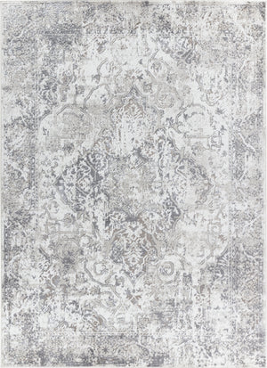 DOVID Vintage Rug I Living Room, Bedroom, Dining I Traditional Oriental Boho Rug, Soft Area Rug, Short Pile, Easy Care I White, Grey