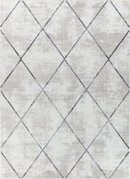 TIONA Scandi Rug I Living Room, Bedroom, Dining I Modern Boho Area Rug, Soft Luxurious Area Rug, Short Pile, Easy Care I White, Grey