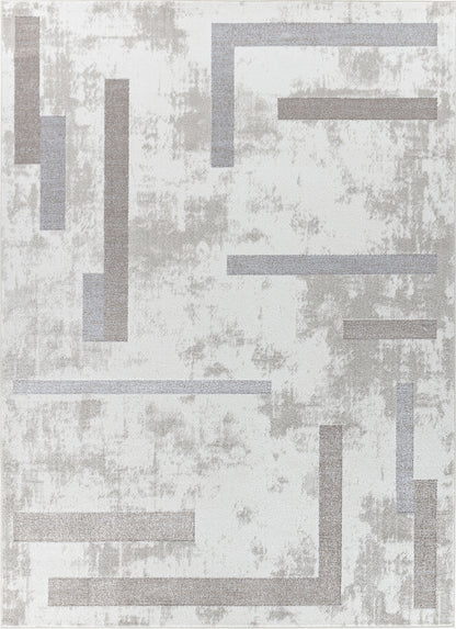 PHYLICIA Scandi Rug I Living Room, Bedroom, Dining I Modern Boho Area Rug, Soft Luxurious Area Rug, Short Pile, Easy Care I White, Grey