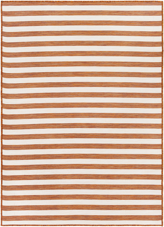 ALIZE In- & Outdoor Striped Rug I Balcony, Terrace, Kitchen, Garden, Patio I Modern Boho Rug, UV Weather Stain Resistant I Red, Ivory