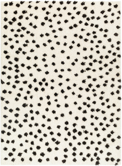 NYISHA Shaggy Polka Dot Rug I Living Room, Bedroom I Modern Boho Rug, Soft Fluffy Rug, Plush Pile, Large Thick Rug I Beige, Black