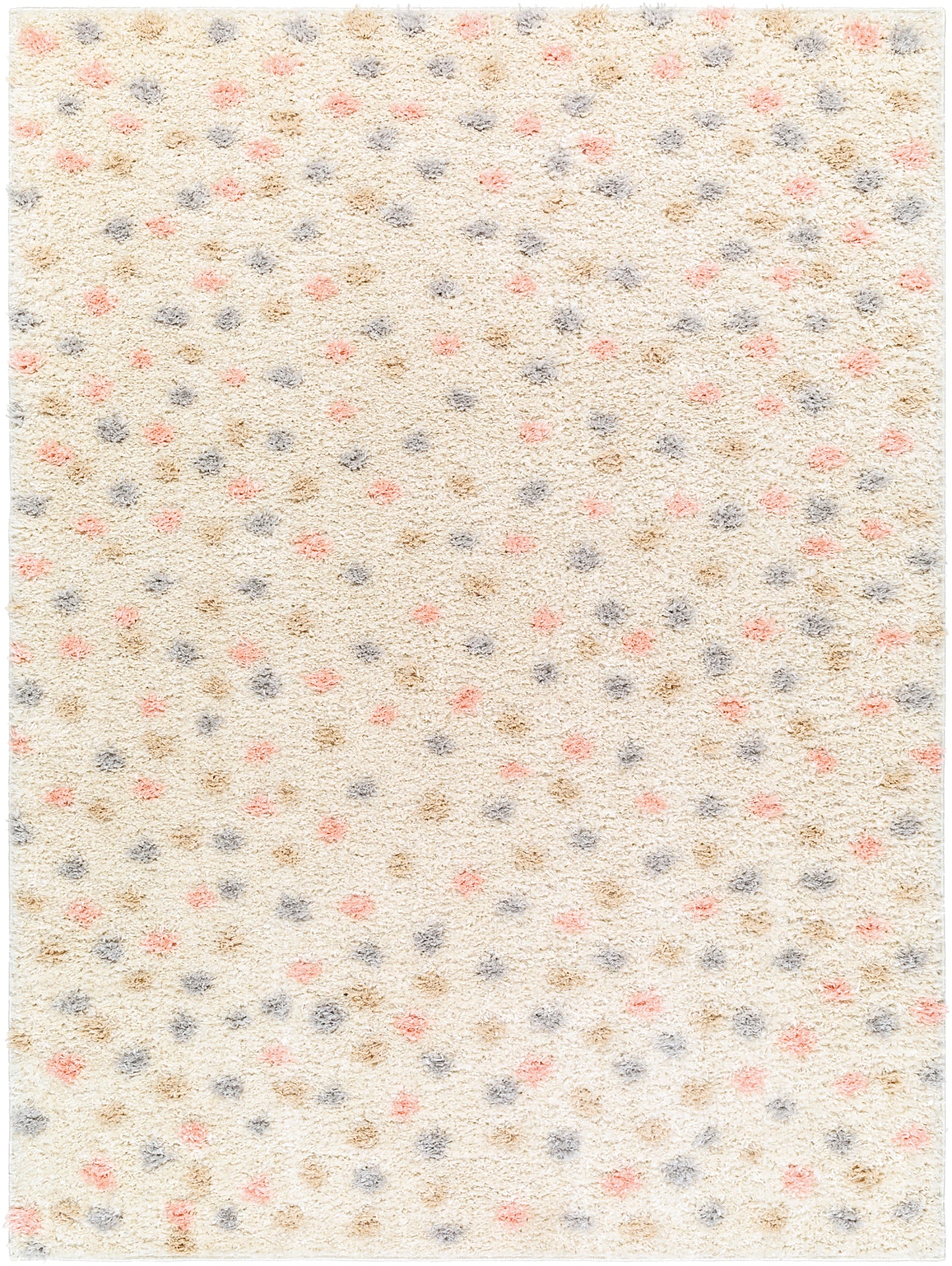 NYISHA Shaggy Polka Dot Rug I Living Room, Bedroom I Modern Boho Rug, Soft Fluffy Rug, Plush Pile, Large Thick Rug I Multicolour, Beige