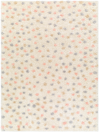 NYISHA Shaggy Polka Dot Rug I Living Room, Bedroom I Modern Boho Rug, Soft Fluffy Rug, Plush Pile, Large Thick Rug I Multicolour, Beige