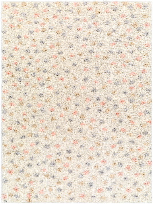 NYISHA Shaggy Polka Dot Rug I Living Room, Bedroom I Modern Boho Rug, Soft Fluffy Rug, Plush Pile, Large Thick Rug I Multicolour, Beige