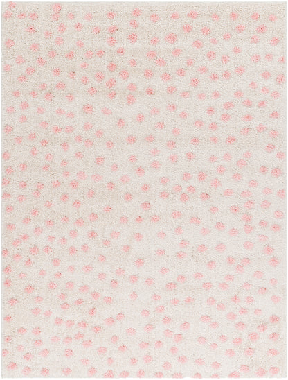 NYISHA Shaggy Polka Dot Rug I Living Room, Bedroom I Modern Boho Rug, Soft Fluffy Rug, Plush Pile, Large Thick Rug I Beige, Pink