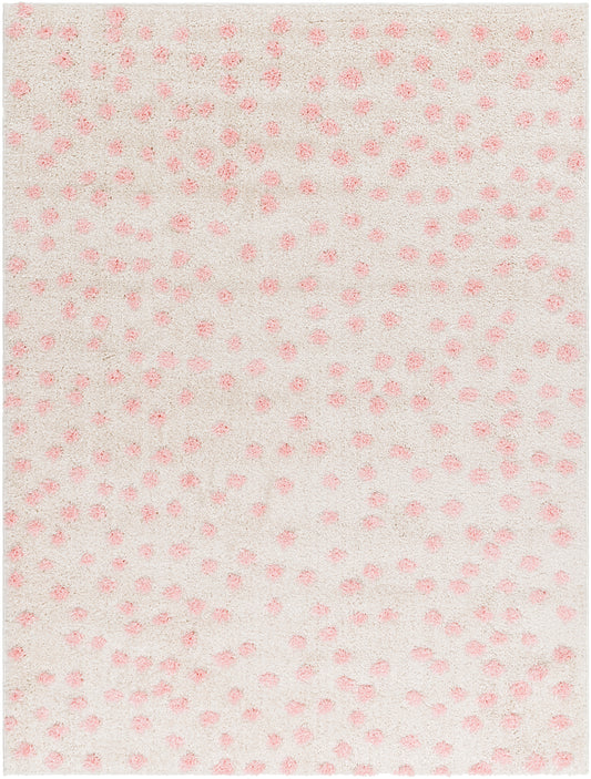 NYISHA Shaggy Polka Dot Rug I Living Room, Bedroom I Modern Boho Rug, Soft Fluffy Rug, Plush Pile, Large Thick Rug I Beige, Pink