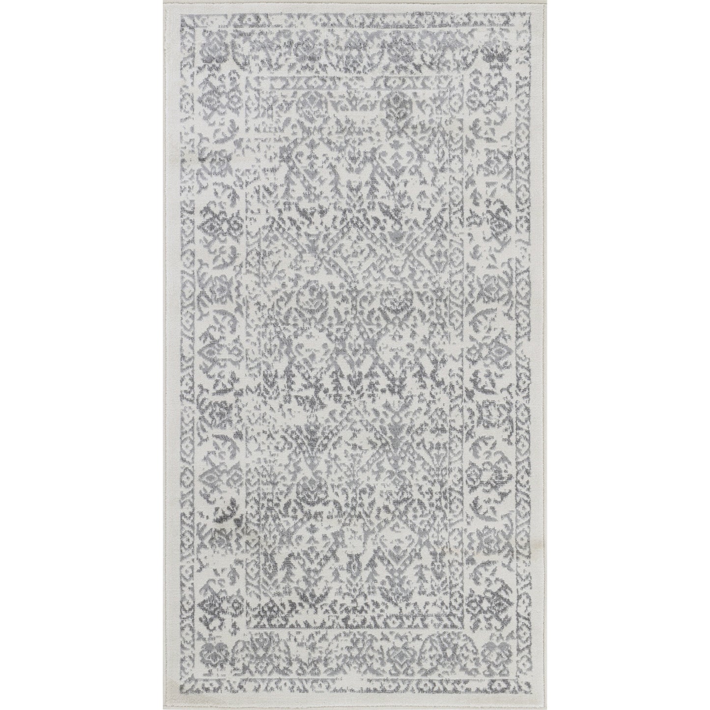 BEAUVAIS Vintage Rug I Living Room, Bedroom, Hallway I Traditional Oriental Boho Rug, Soft Area Rug, Short Pile, Easy Care I White, Grey