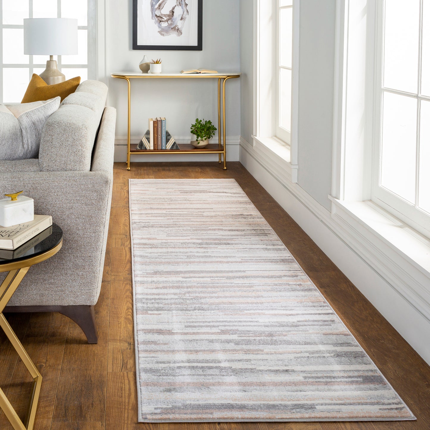 ORVELTE Scandi Rug I Living Room, Bedroom, Hallway I Modern Boho Area Rug, Soft Luxurious Area Rug, Short Pile, Easy Care I White, Brown