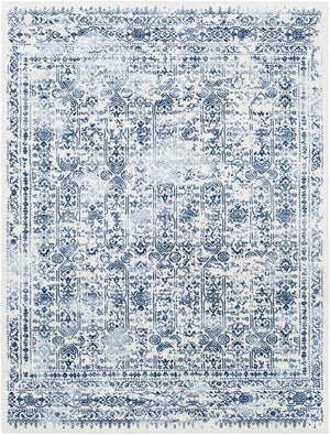 HYERES Vintage Rug I Living Room, Bedroom, Dining I Traditional Oriental Boho Rug, Soft Area Rug, Short Pile, Easy Care I Blue, White