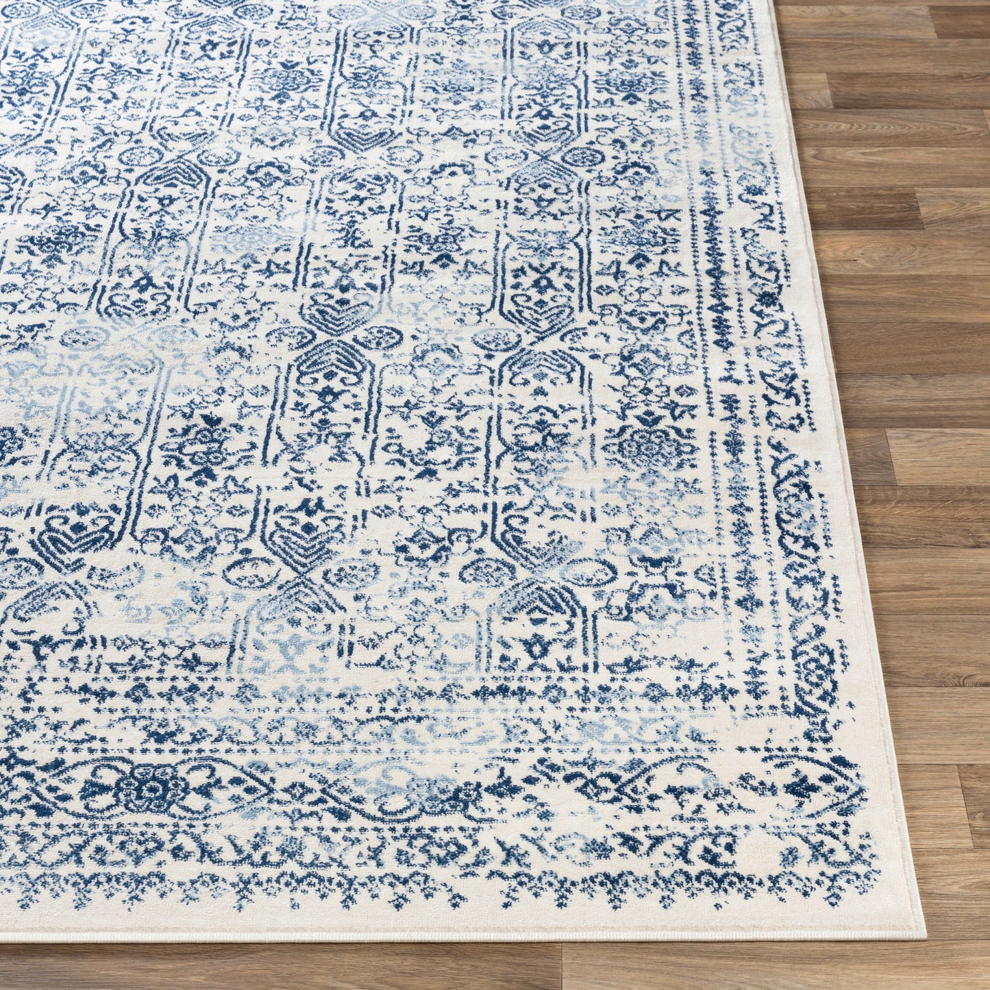 HYERES Vintage Rug I Living Room, Bedroom, Dining I Traditional Oriental Boho Rug, Soft Area Rug, Short Pile, Easy Care I Blue, White