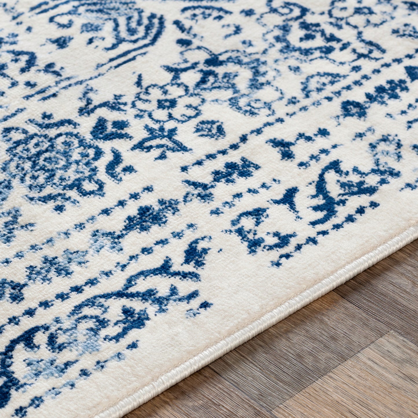 HYERES Vintage Rug I Living Room, Bedroom, Dining I Traditional Oriental Boho Rug, Soft Area Rug, Short Pile, Easy Care I Blue, White