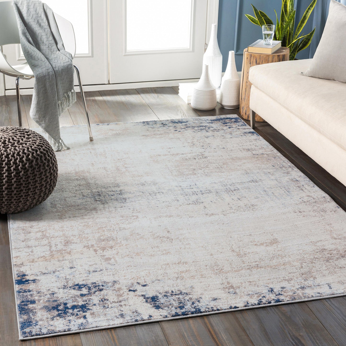 SHERBORNE Abstract Modern Marble Blue Ivory Area Rug