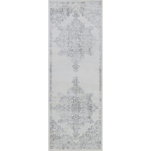 ULVEND Vintage Rug I Living Room, Hallway, Bedroom I Traditional Oriental Boho Rug, Soft Area Rug, Short Pile, Easy Care I White, Grey