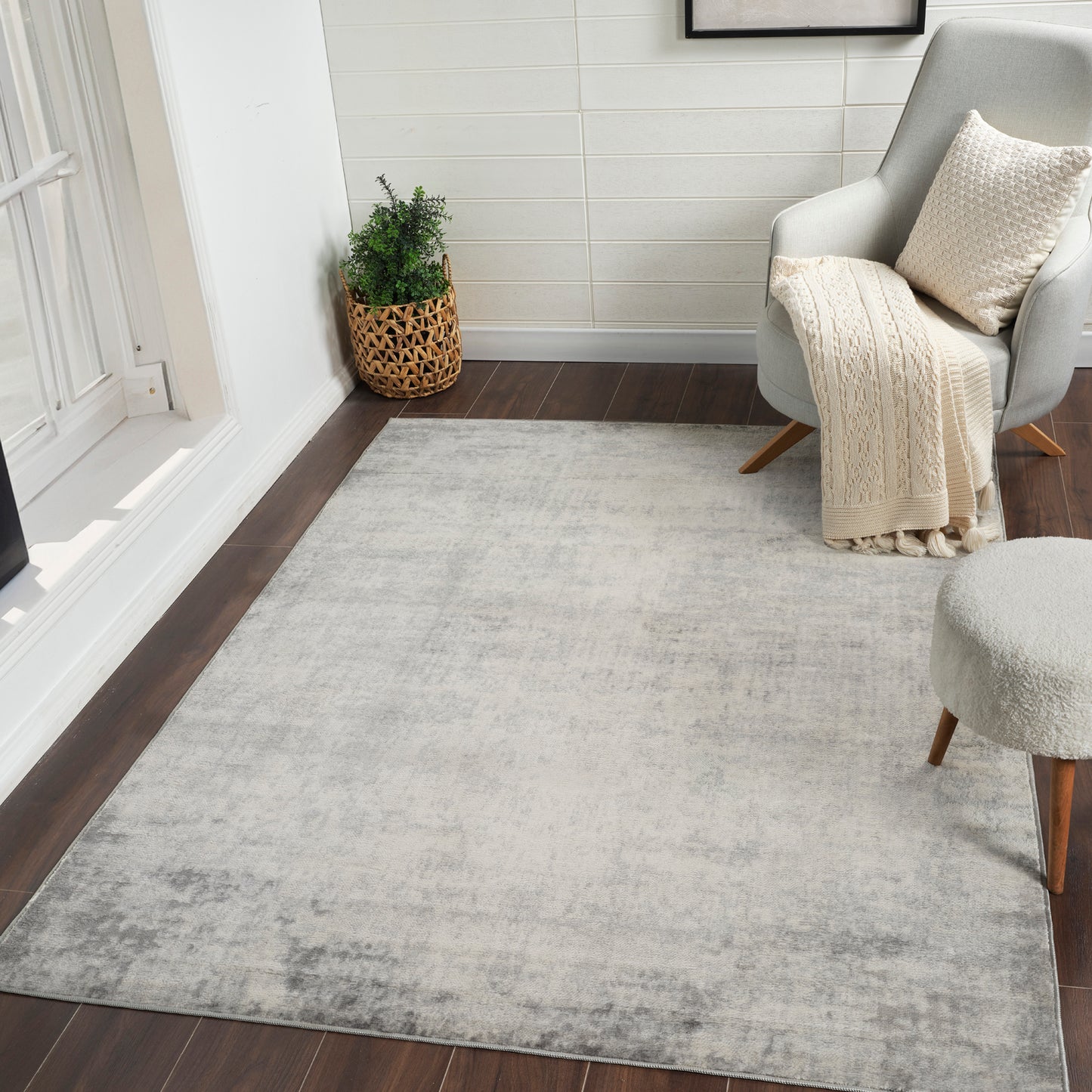 SHERBORNE Abstract Rug I Living Room, Bedroom, Hallway I Modern Marble Rug, Soft Luxurious Area Rug, Short Pile, Easy Care I White, Grey