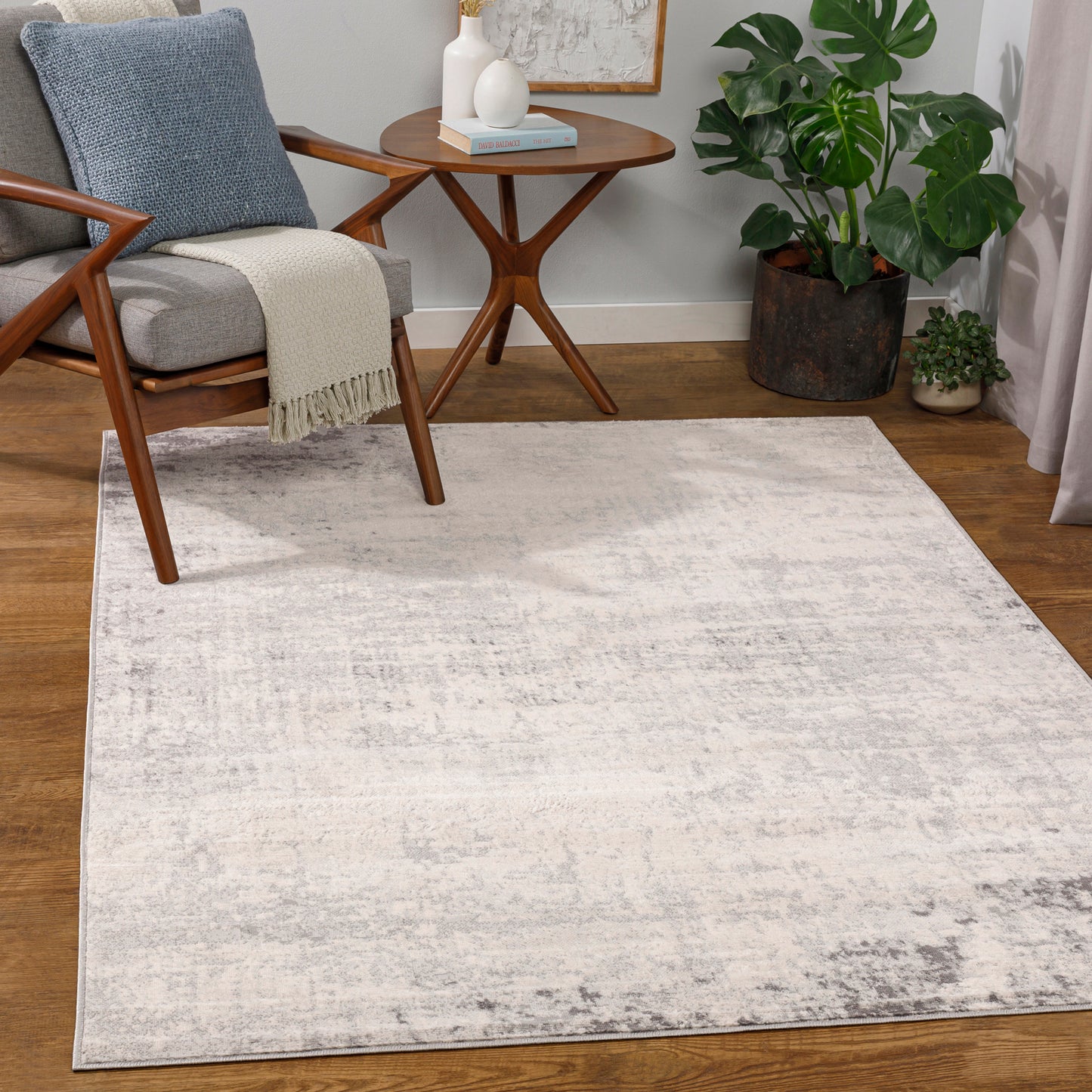 SHERBORNE Abstract Rug I Living Room, Bedroom, Hallway I Modern Marble Rug, Soft Luxurious Area Rug, Short Pile, Easy Care I White, Grey