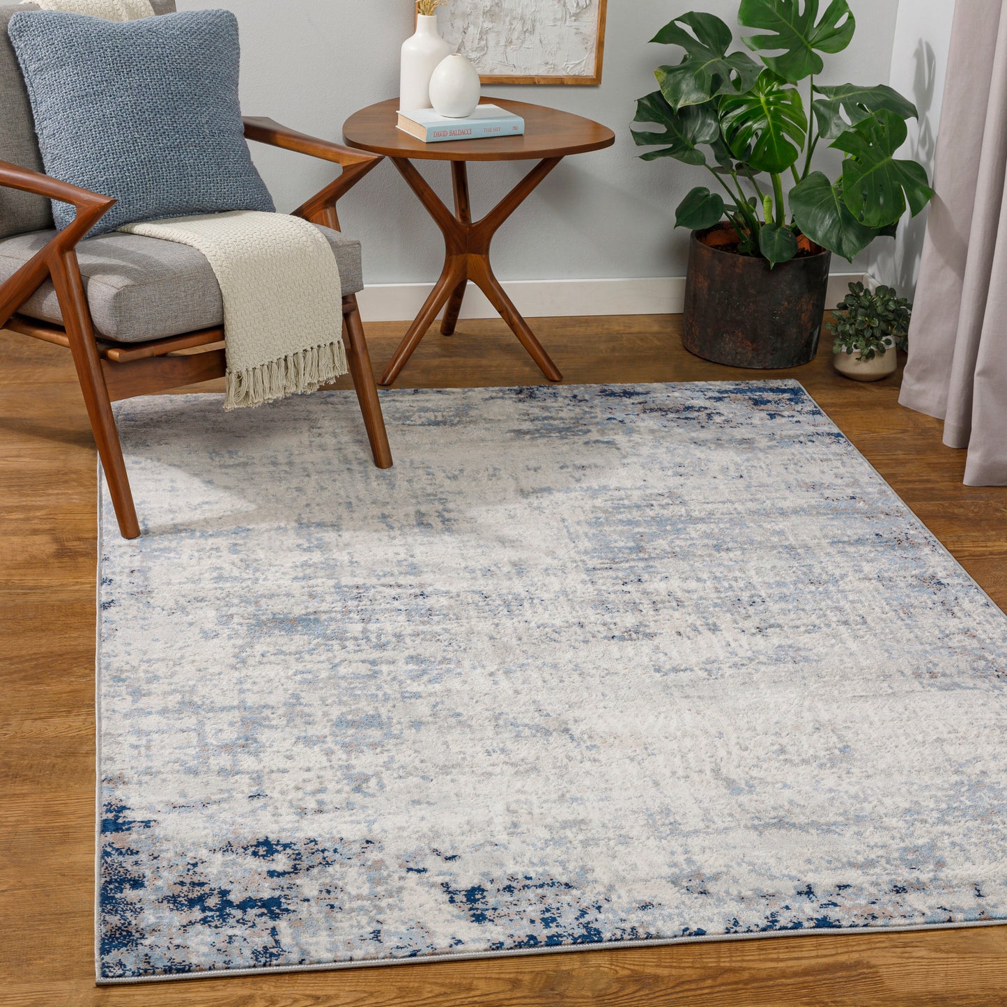 SHERBORNE Abstract Rug I Living Room, Bedroom, Dining I Modern Marble Rug, Soft Luxurious Area Rug, Short Pile, Easy Care I Grey, Blue