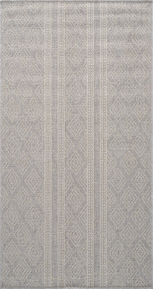 CHRISTOPHR In- & Outdoor Rug I Balcony, Terrace, Kitchen, Garden, Patio I Modern Boho Rug, UV Weather Stain Resistant I Grey, Ivory