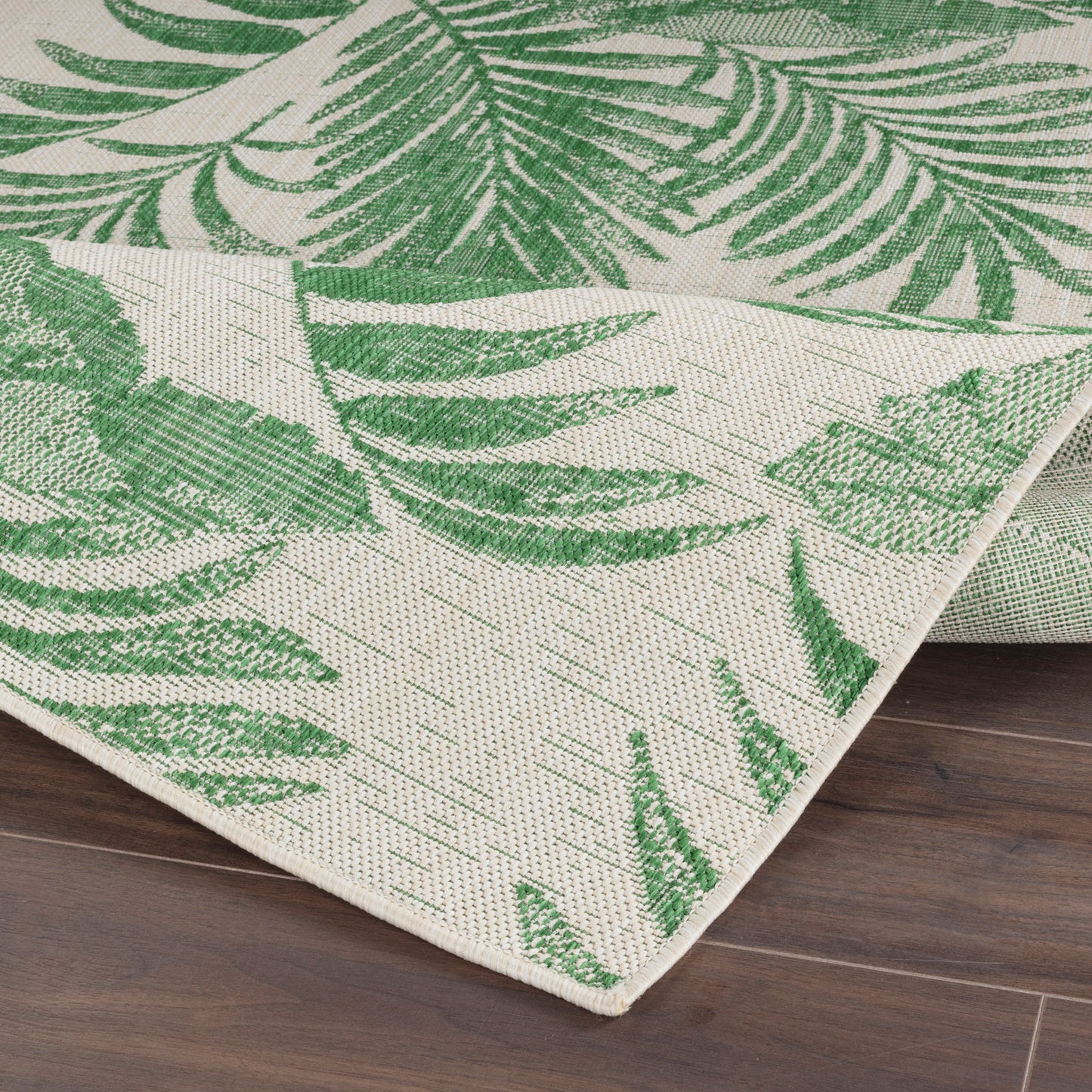 KALENNA In- & Outdoor Rug I Balcony, Terrace, Kitchen, Garden, Patio I Modern Boho Rug, UV Weather Stain Resistant I Ivory, Green