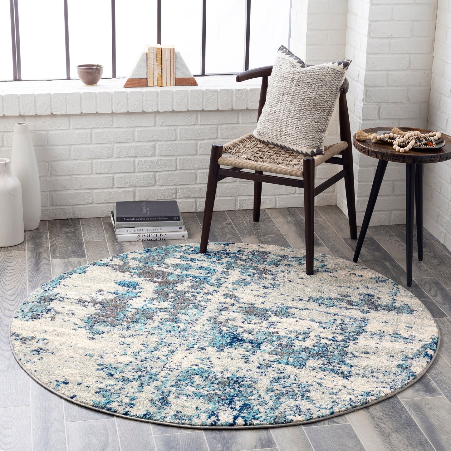 LEAH Abstract Rug I Living Room, Bedroom, Hallway I Modern Marble Rug, Soft Luxurious Area Rug, Short Pile I Blue, Grey, White