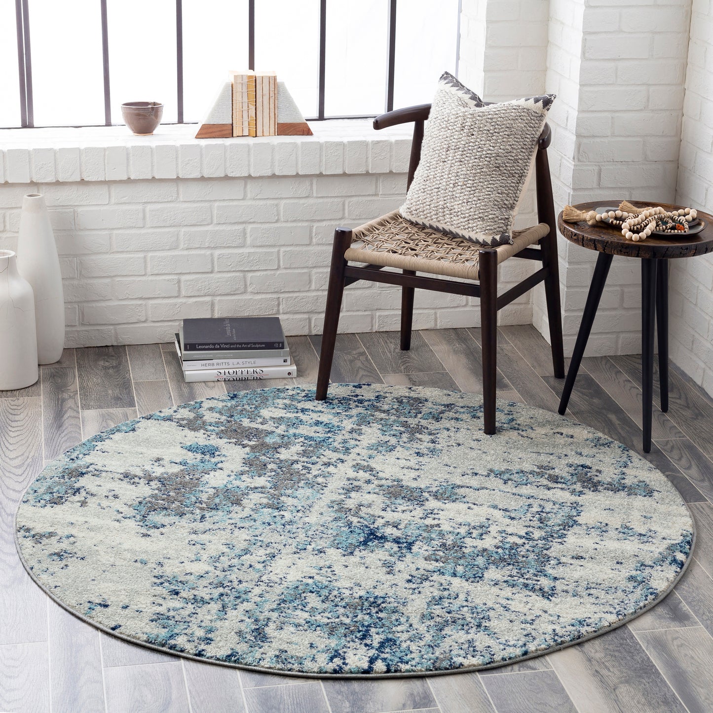 LEAH Abstract Rug I Living Room, Bedroom, Hallway I Modern Marble Rug, Soft Luxurious Area Rug, Short Pile I Blue, Grey, White