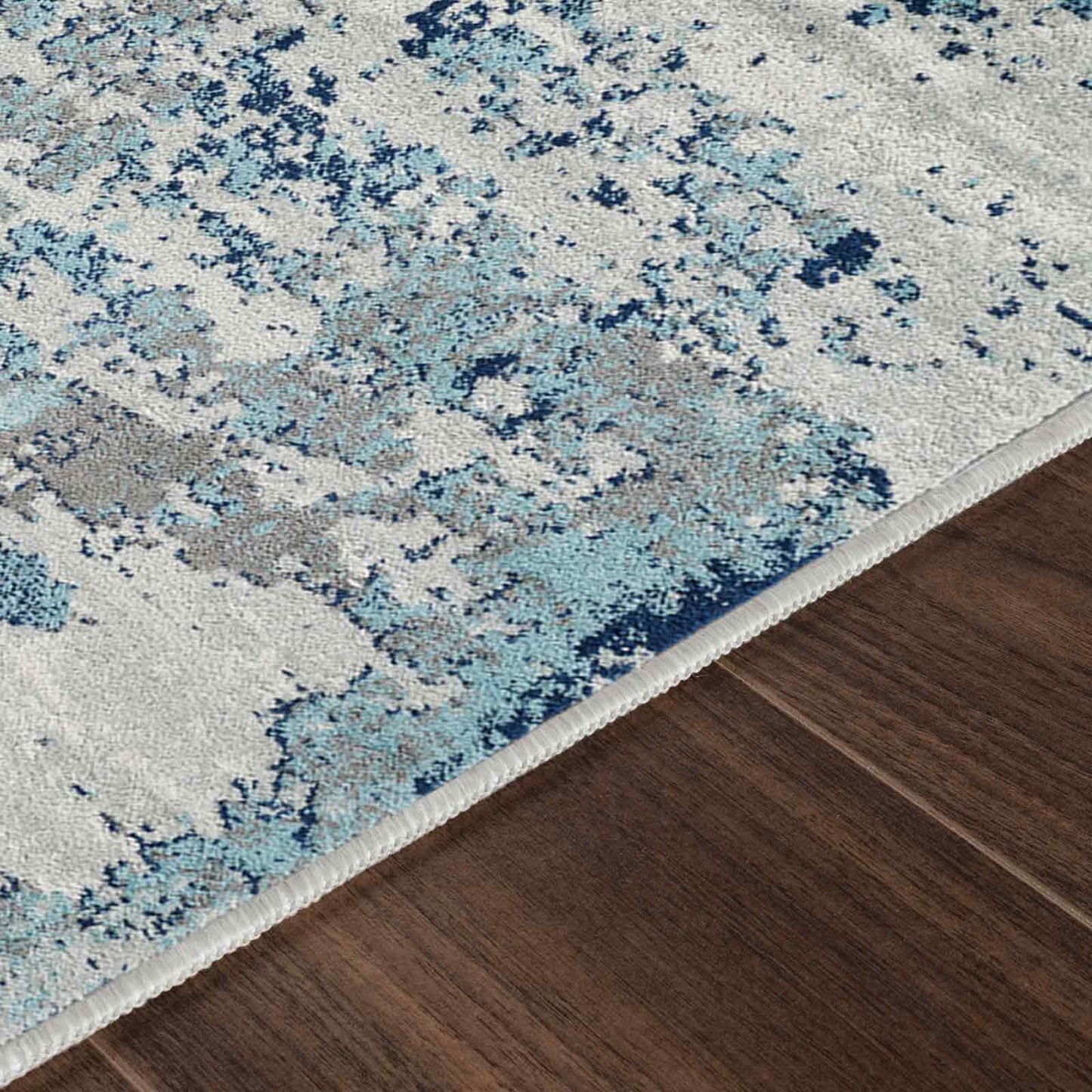 LEAH Abstract Rug I Living Room, Bedroom, Hallway I Modern Marble Rug, Soft Luxurious Area Rug, Short Pile I Blue, Grey, White