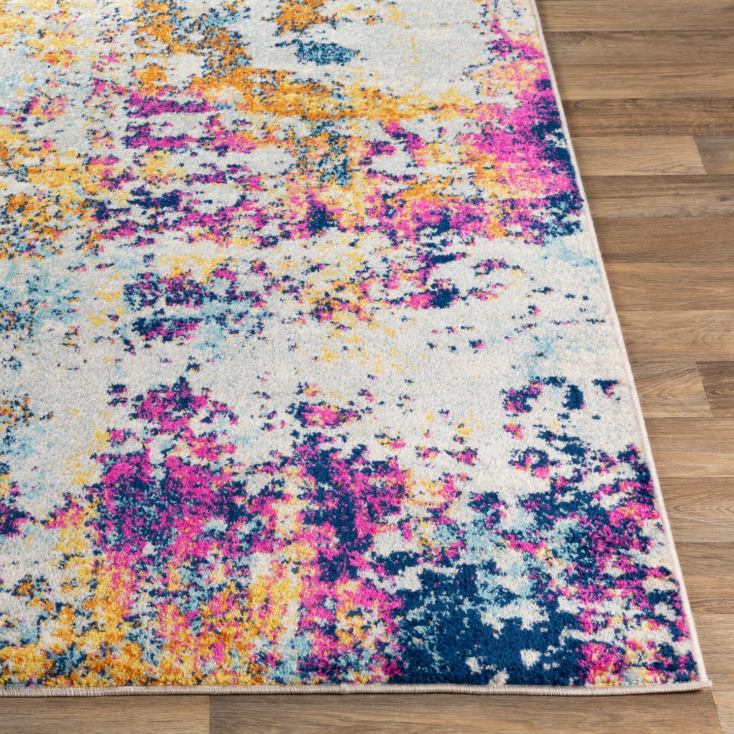 LEAH Abstract Rug I Living Room, Bedroom, Dining I Modern Marble Rug, Soft Luxurious Area Rug, Short Pile I Blue, Yellow, Pink