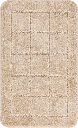 ALENE 2 Piece Bathroom Rug Set I Machine Washable Wet Room Rugs, Absorbent, Non Slip, Toilet Pedestal Mat, High Pile, Easy Care I Beige