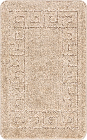 ASLEY 2 Piece Bathroom Rug Set I Machine Washable Wet Room Rugs, Absorbent, Non Slip, Toilet Pedestal Mat, High Pile, Easy Care I Beige