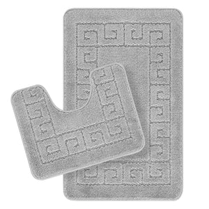 ALENE 2-Piece Machine Washable Non-Slip Grey Bathroom Rug Set