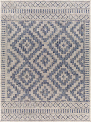 KIRKMAN In- & Outdoor Rug I Balcony, Terrace, Kitchen, Garden, Patio, Veranda I Modern Boho Rug, UV Weather Stain Resistant I Blue, Grey