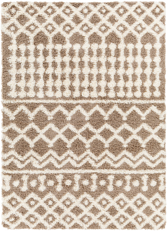 CARTER Shaggy Rug I Living Room, Bedroom I Modern Boho Area Rug, Soft Fluffy Rug, Plush Pile, Large Thick Rug, Easy Care I Brown, Ivory