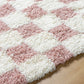 BONDURANT Shaggy Checkered Rug I Living Room, Bedroom I Modern Boho Area Rug, Soft Fluffy Rug, Plush Pile, Thick Rug I Pink, Ivory